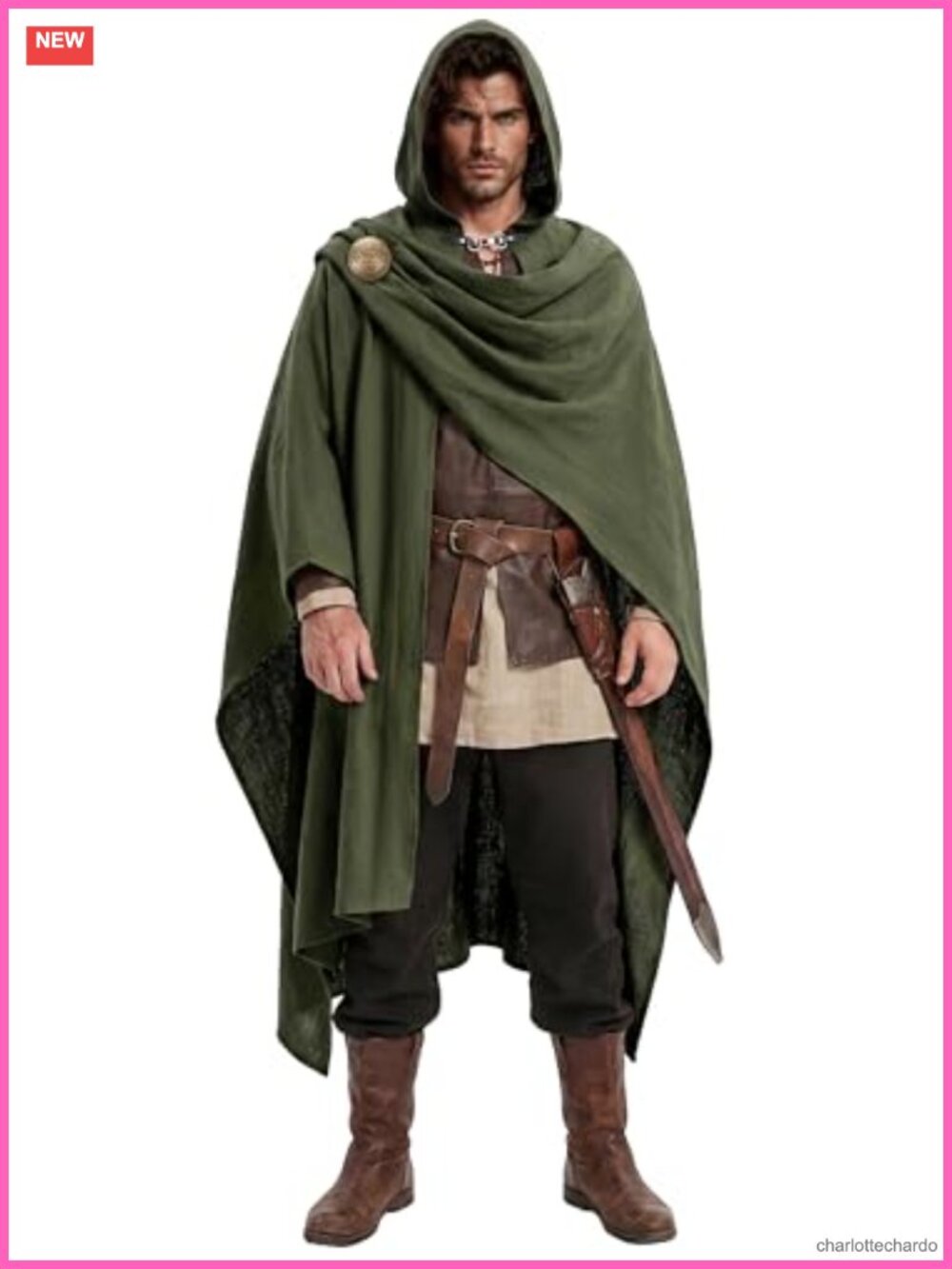 Hooded Cloak Cotton Renaissance Cape Cosplay Halloween LARP